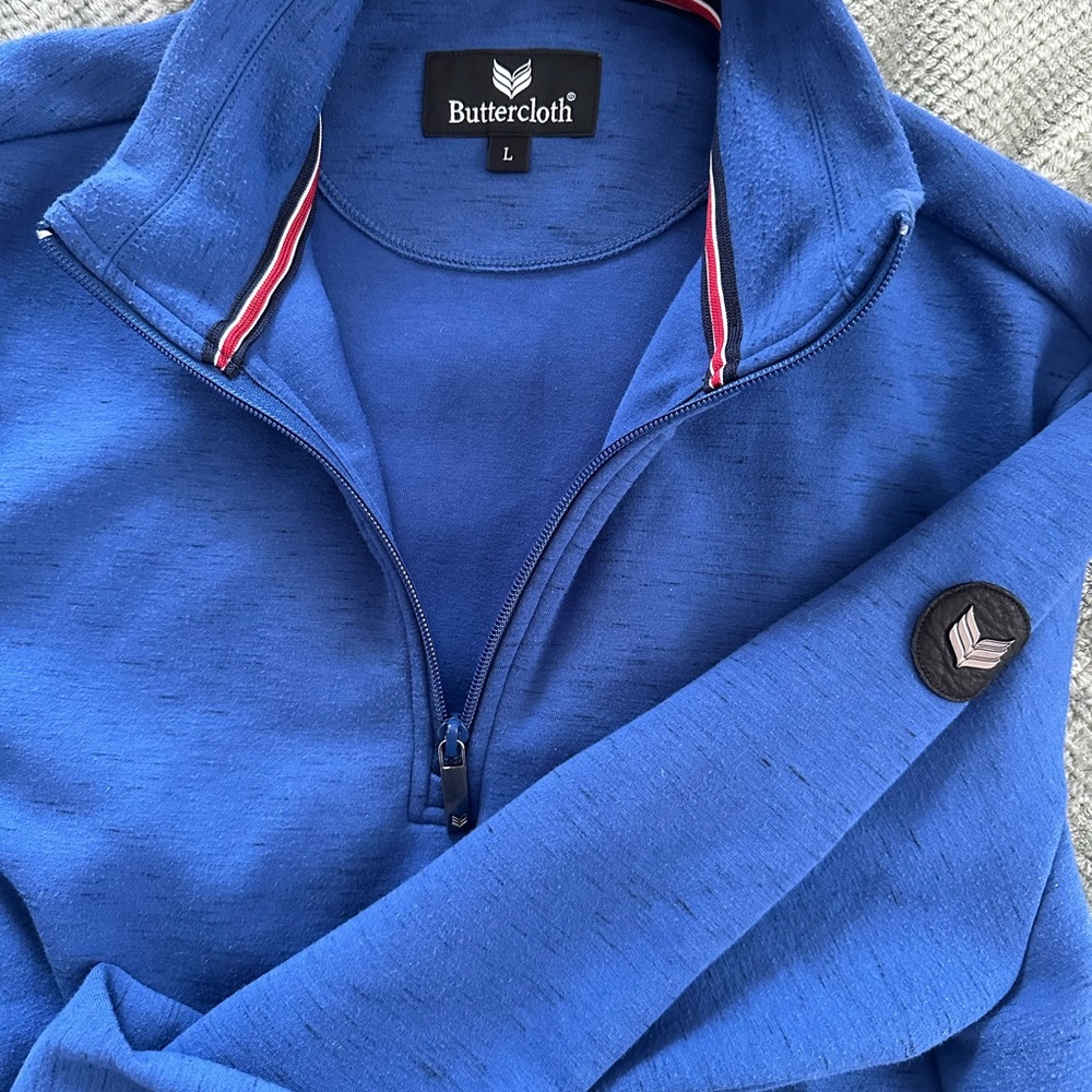 Buttercloth Men's Classic Blue Zip-Up Sweater